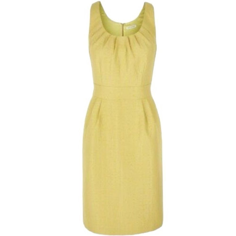 Banana Republic Chartreuse Jacquard Cocktail Sheath Dress Sleeveless Sz 0 - Picture 4 of 9